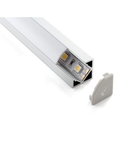 PROFILO 2 MT ALLUMINIO TL1919 ANGOLARE PER STRISCE LED BARRA RIGIDA COPERTURA A SCELTA