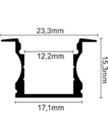 PROFILO 2 MT IN ALLUMINIO ALTO MODELLO AD INCASSO LP3020 PER STRISCE A LED CON COVER A SCELTA TAPPI E GANCI DI MONTAGGIO INCLUSI