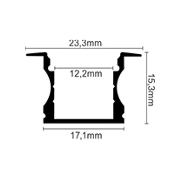 PROFILO 2 MT IN ALLUMINIO ALTO MODELLO AD INCASSO LP3020 PER STRISCE A LED CON COVER A SCELTA TAPPI E GANCI DI MONTAGGIO INCLUSI