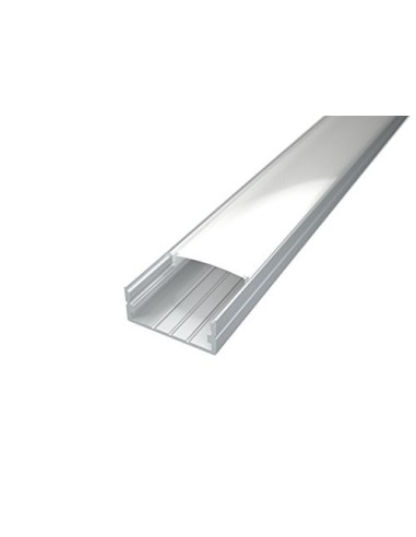 PROFILO IN ALLUMINIO LP1030 DA 2 MT PER DOPPIA STRISCIA A LED CON COVER A SCELTA TAPPI E GANCI DI MONTAGGIO INCLUSI