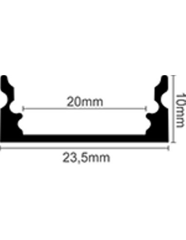 PROFILO IN ALLUMINIO LP1030 DA 2 MT PER DOPPIA STRISCIA A LED CON COVER A SCELTA TAPPI E GANCI DI MONTAGGIO INCLUSI