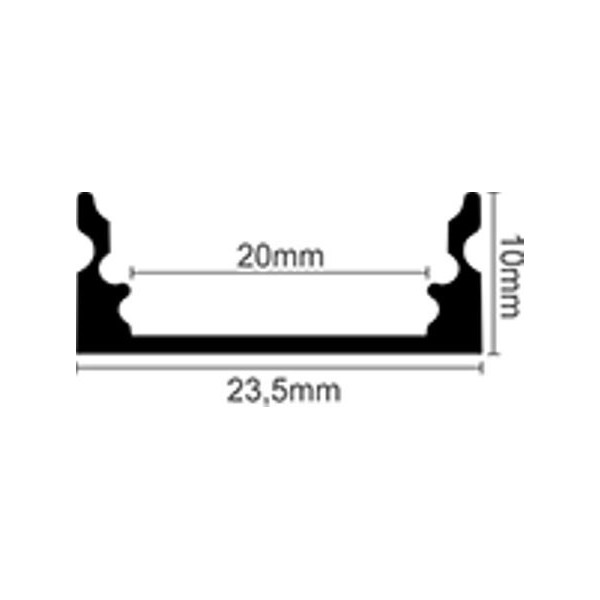 PROFILO IN ALLUMINIO LP1030 DA 2 MT PER DOPPIA STRISCIA A LED CON COVER A SCELTA TAPPI E GANCI DI MONTAGGIO INCLUSI