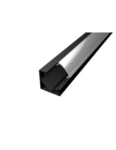 PROFILO IN ALLUMINIO NERO DA 2 MT TL1919N ANGOLARE PER STRISCE LED BARRA RIGIDA COPERTURA A SCELTA