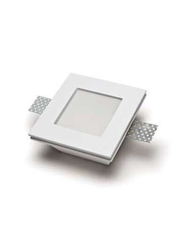 PORTAFARETTO IN RESINA DI GESSO QUADRATO DA INCASSO CON VETRO SATINATO PER FARETTI GU10 e GU5.3 MOD. GQDTL-2006