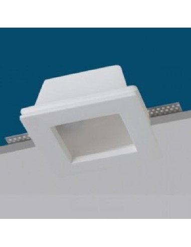 PORTAFARETTO IN RESINA DI GESSO QUADRATO DA INCASSO CON VETRO SATINATO PER FARETTI GU10 e GU5.3 MOD. GQDTL-2006