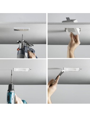 PORTAFARETTO IN RESINA DI GESSO QUADRATO DA INCASSO CON VETRO SATINATO PER FARETTI GU10 e GU5.3 MOD. GQDTL-2006