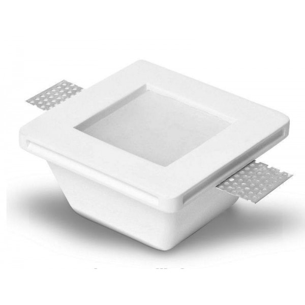 PORTAFARETTO IN RESINA DI GESSO QUADRATO DA INCASSO CON VETRO SATINATO PER FARETTI GU10 e GU5.3 MOD. GQDTL-2006