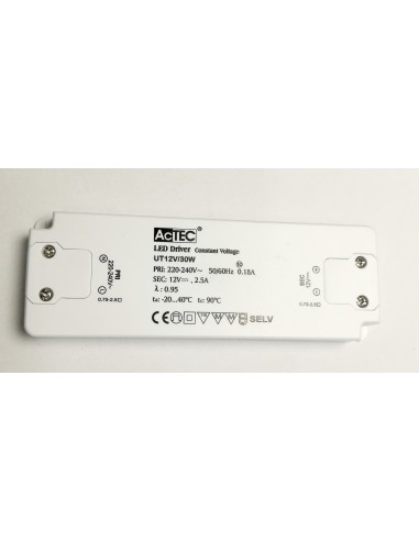 ALIMENTATORE TRASFORMATORE PER LED ACTEC SLIM CV MODE 12 V 30 WATT TENSIONE COSTANTE