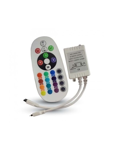 CENTRALINA CONTROLLORE STRISCE LED RGB CONTROLLER CON TELECOMANDO 24 TASTI IR AD INFRAROSSI 12/24 DC