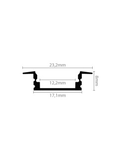 PROFILO ALLUMINIO TL1204 DA INCASSO PER STRISCE LED BARRA RIGIDA 1MT COPERTURA A SCELTA 2
