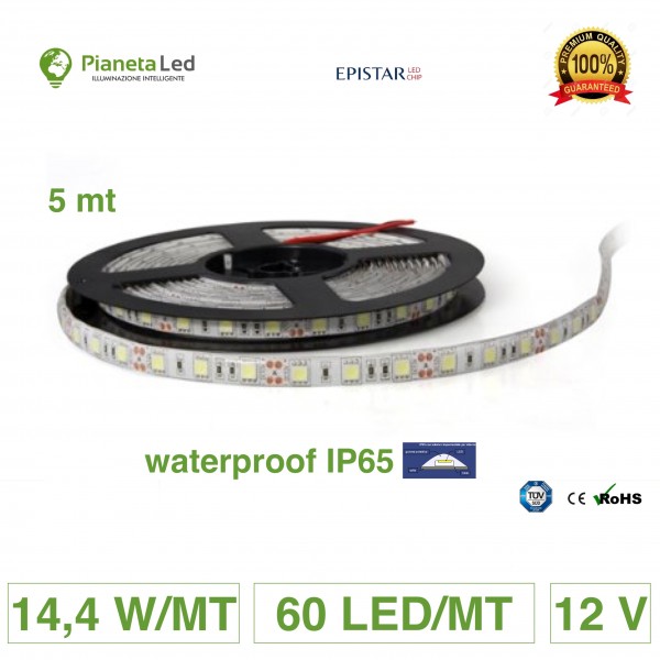 5 metri striscia 300 led 5050 5 MT luce a scelta waterproof IP65 12 V premium series - Vendita online