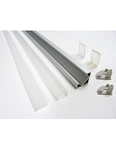 PROFILO 2 MT ALLUMINIO TL1919 ANGOLARE PER STRISCE LED BARRA RIGIDA COPERTURA A SCELTA 2