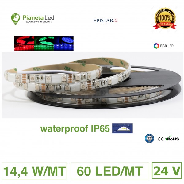 5 Metri Striscia 300 Led 5050 smd Rgb Luce Rgb Rosso Verde Blu per esterno IP65 24 V Dc