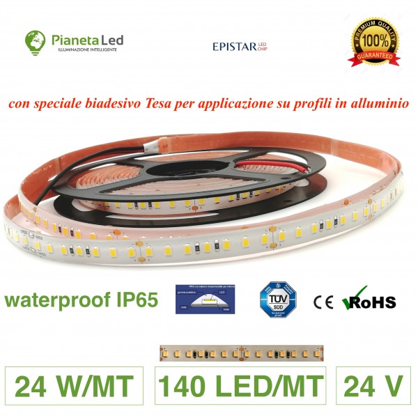 5 metri Striscia 700 Led 2835 smd 24 w/m waterproof IP65 24 v dc Premium Series