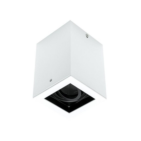 PORTAFARETTO QUADRATO BIANCO IN ALLUMINIO DA SOFFITTO GU10 14X10 CM