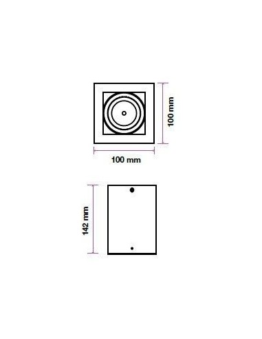PORTAFARETTO QUADRATO BIANCO IN ALLUMINIO DA SOFFITTO GU10 14X10 CM