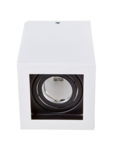 PORTAFARETTO QUADRATO BIANCO IN ALLUMINIO DA SOFFITTO GU10 14X10 CM