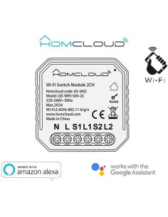 Modulo Interruttore Intelligente Wi-Fi 2 canali da incasso