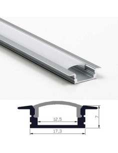 PROFILO ALLUMINIO TL1204 DA INCASSO PER STRISCE LED BARRA RIGIDA 2MT COPERTURA A SCELTA