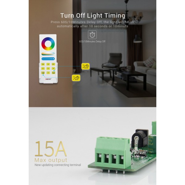 Kit RGB ricevitore 2.4 ghz rf con telecomando full touch 12/24 V 15A - Vendita online