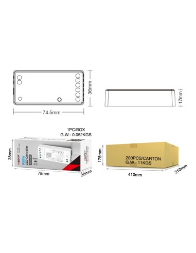 Ricevitore controller 2.4 ghz+wifi strisce led RBG RGBW MONO 12 24 V compatibile ALEXA GOOGLE TUYA telecomandi MIBOXER