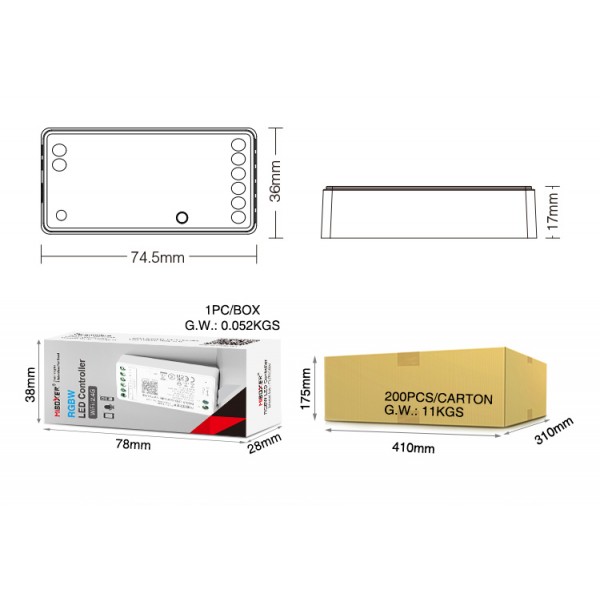 Ricevitore controller 2.4 ghz+wifi strisce led RBG RGBW MONO 12 24 V compatibile ALEXA GOOGLE TUYA telecomandi MIBOXER