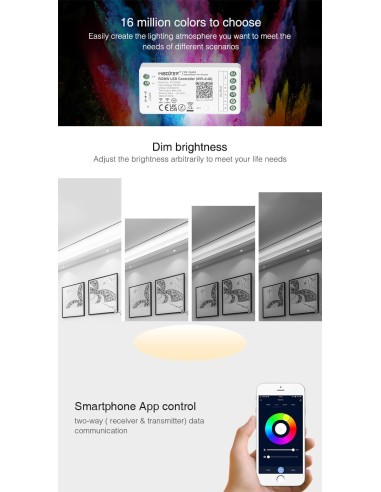 Ricevitore controller 2.4 ghz+wifi strisce led RBG RGBW MONO 12 24 V compatibile ALEXA GOOGLE TUYA telecomandi MIBOXER