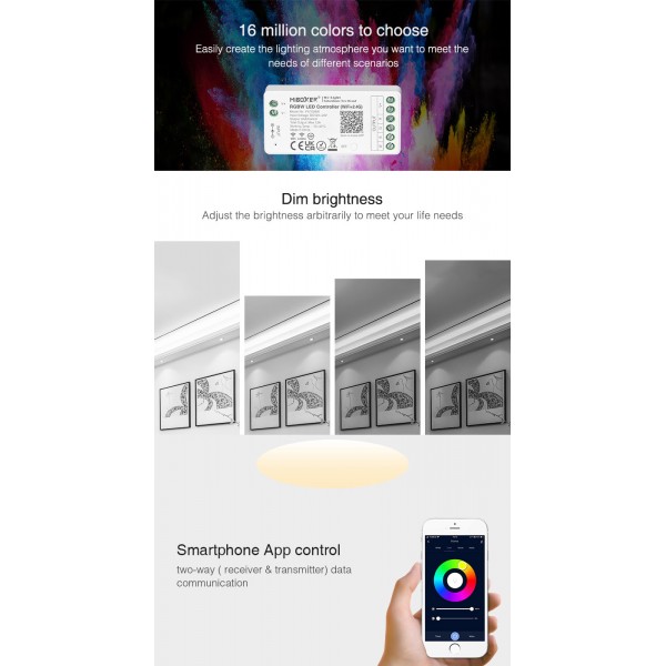 Ricevitore controller 2.4 ghz+wifi strisce led RBG RGBW MONO 12 24 V compatibile ALEXA GOOGLE TUYA telecomandi MIBOXER