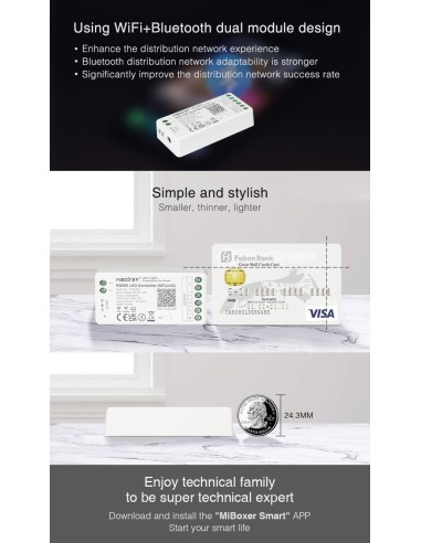 Ricevitore controller 2.4 ghz+wifi strisce led RBG RGBW MONO 12 24 V compatibile ALEXA GOOGLE TUYA telecomandi MIBOXER