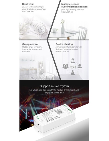 Ricevitore controller 2.4 ghz+wifi strisce led RBG RGBW MONO 12 24 V compatibile ALEXA GOOGLE TUYA telecomandi MIBOXER