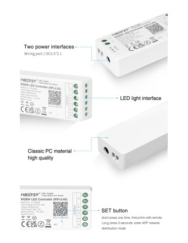 Ricevitore controller 2.4 ghz+wifi strisce led RBG RGBW MONO 12 24 V compatibile ALEXA GOOGLE TUYA telecomandi MIBOXER