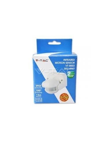 SENSORE MOVIMENTO E CREPUSCOLARE BIANCO VT-8003