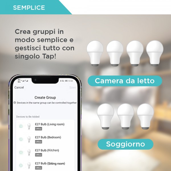 Lampada Goccia SMART BEACON TECH 10w RGB+3WHITE Dim + EXPO