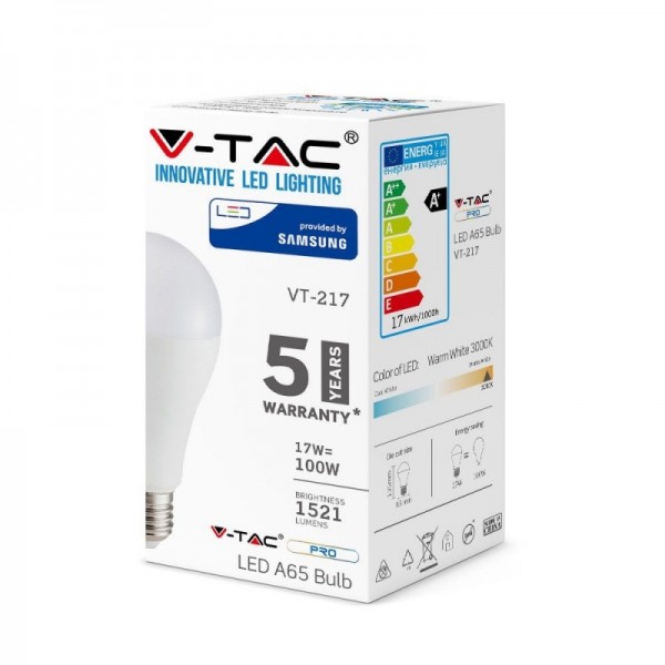 LAMPADINA LED 17 W E27 A65 CHIP SAMSUNG LUCE A SCELTA