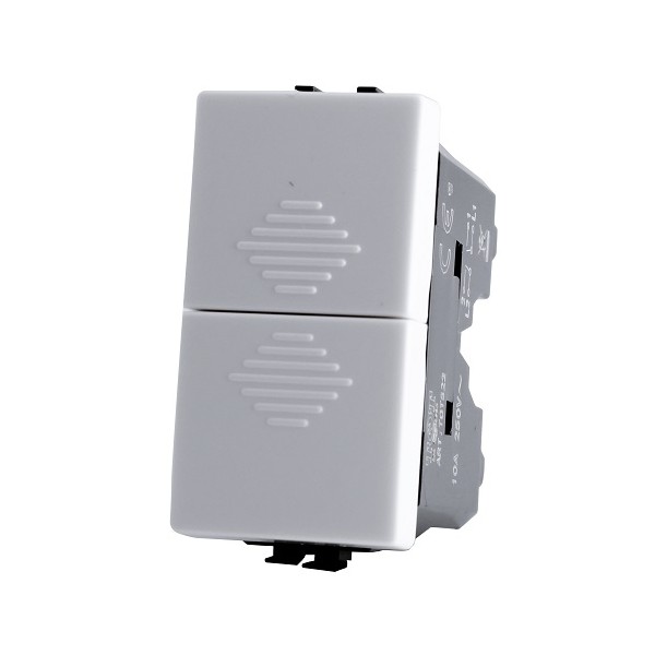 Doppio Pulsante (10A-250V) Joy 522B Bianco T3 compatibile Bticino Matix