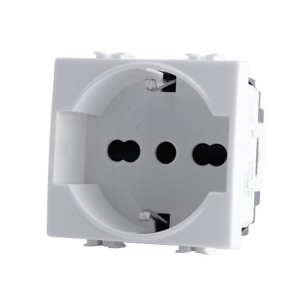 Presa Schuko Unel (16A-250V) Joy 514B Bianco T3 compatibile Bticino Matix