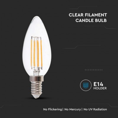 Lampadina LED E14 4w Filamento vetro trasparente Lampada candela