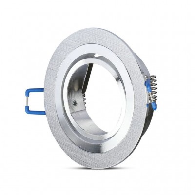 Portafaretto orientabile alluminio satinato Rotondo per faretti 50 mm connettore GU10