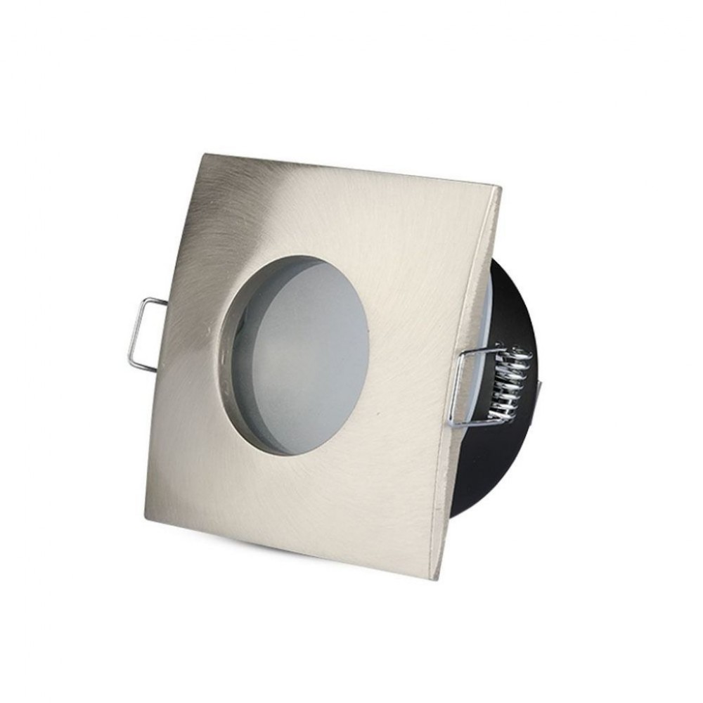 Portafaretto quadrato nichel sat IP54 ipermeabile per lampade GU10