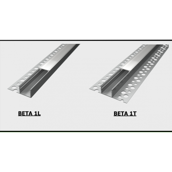 Profilo in Alluminio BETA1 da 2 mt da incasso Cartongesso Piastrella per Striscia LED Cover Opaca | Vendita online Profilo in Alluminio BETA1 da 2 mt da incasso Cartongesso Piastrella per Striscia LED Cover Opaca | Vendita online