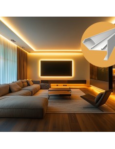 Profilo in Alluminio Bianco ALBA 2m per Velette Cartongesso Cover Opaca per Strisce LED | Vendita Online 2