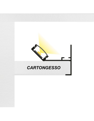 Profilo in Alluminio Bianco ALBA 2m per Velette Cartongesso Cover Opaca per Strisce LED | Vendita Online