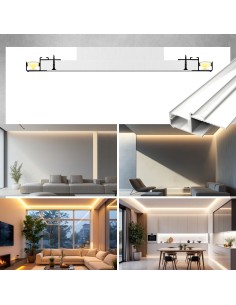 PROFILO ALLUMINIO BIANCO 2 MT MOD. SOLE PER STRISCE LED COPERTURA A SCELTA