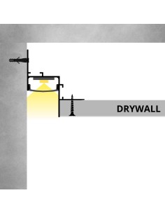 Profilo in Alluminio Bianco Aura 2m per Cartongesso per Strisce LED Cover a scelta 2