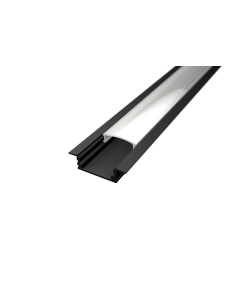 Profilo Alluminio Nero LP3010N da incasso per strisce LED 2 mt copertura a scelta