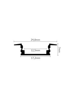 Profilo Alluminio Nero LP3010N da incasso per strisce LED 2 mt copertura a scelta 2