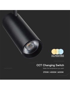 Faretto LED COB da Binario Trifase 40W Colore Nero 3in1 2