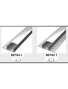 Profilo in Alluminio BETA2 da 2 mt da incasso Cartongesso Piastrella per Striscia LED Cover Opaca