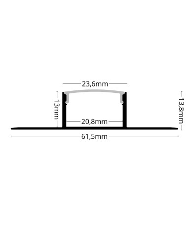 Profilo in Alluminio BETA2 da 2 mt da incasso Cartongesso Piastrella per Striscia LED Cover Opaca