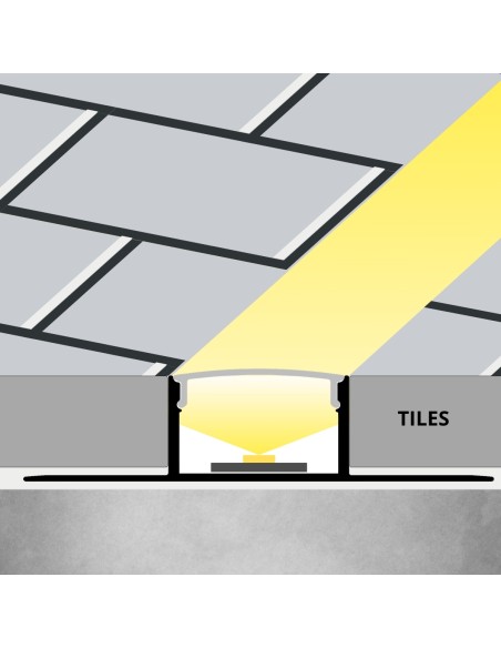 Profilo in Alluminio BETA2 da 2 mt da incasso Cartongesso Piastrella per Striscia LED Cover Opaca